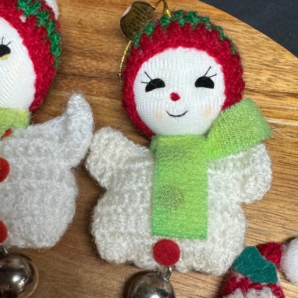 Vtg 1983 Dakin Fun Farm Knit Christmas Ornaments Set of 6 Santa Angel Snowman